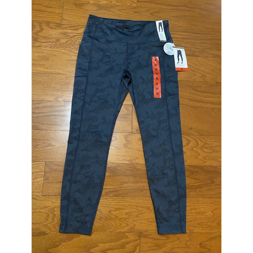 Mondetta Leggings Adult Medium Jaquard‎ Blue Cell Phone Pocket Womens New! NWT